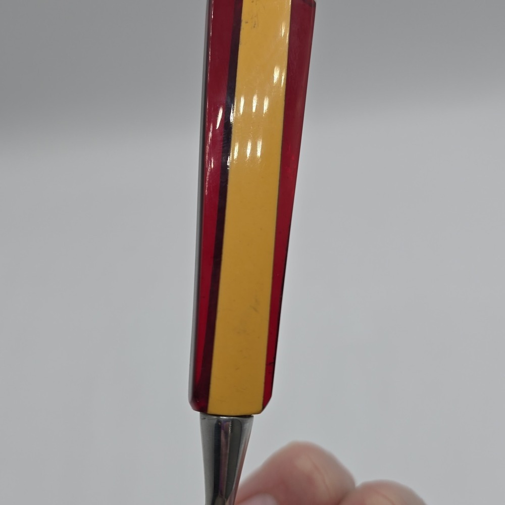 Vintage Red and Yellow Bakelite Handled Cake‎ Pie Server Spatula German Germany - Picture 11 of 12